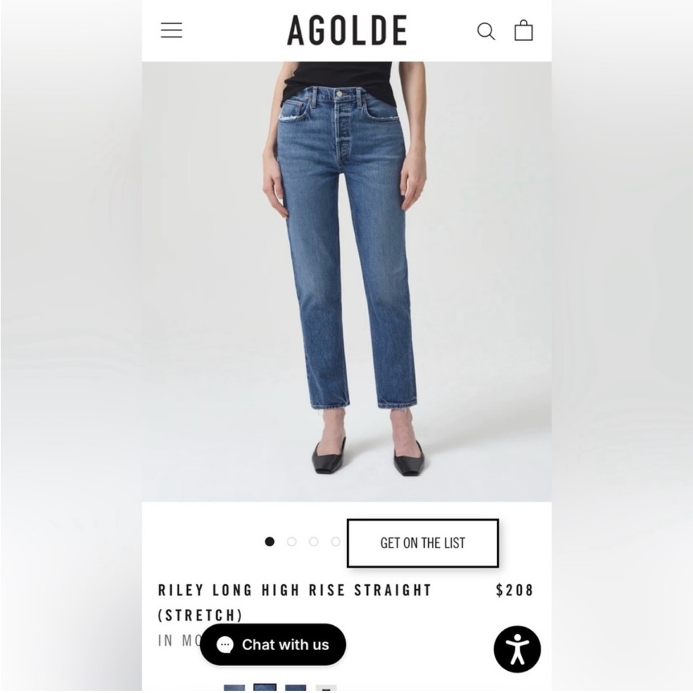Agolde Blue High Rise Jeans Classic Style